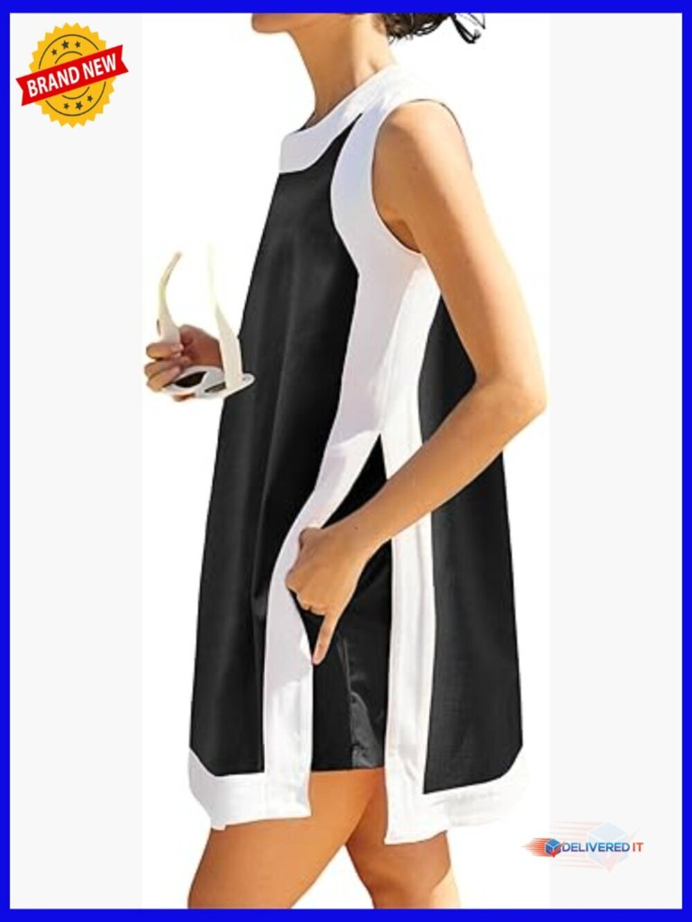 Women's 2 Piece Lounge Set Sleeveless Split Hem Top & Shorts with Pockets